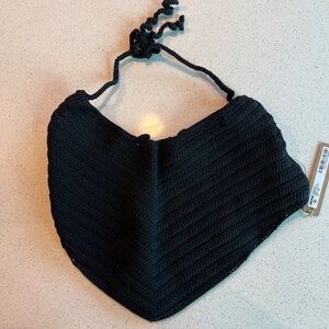 Skims Crochet Handkerchief Swim Top In Onyx Black XXS Bikini Top Kim Kardashian